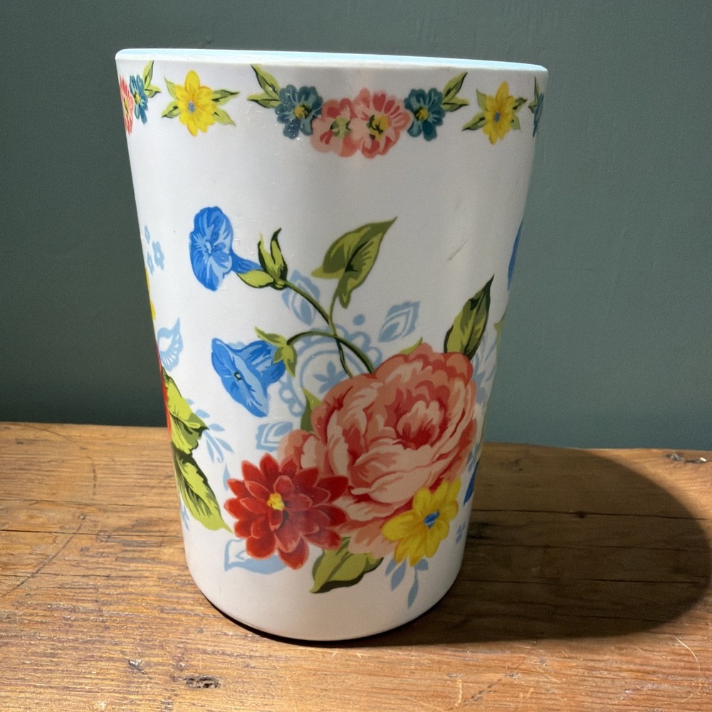 Pioneer Woman Vintage Floral Melamine Utensil Holder 7" Blue - Picture 3 of 7